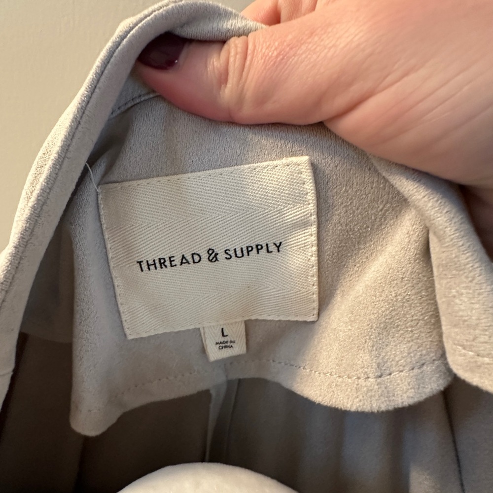 Thread & Supply Beige Drawstring Drape Jacket - image 8